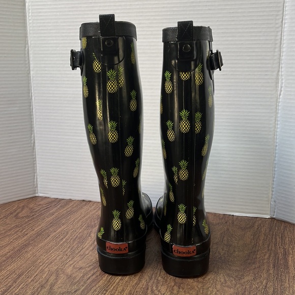 Chooka Women’s Black Pineapple Topic Rubber Rain Boots Size 6 - Picture 6 of 17